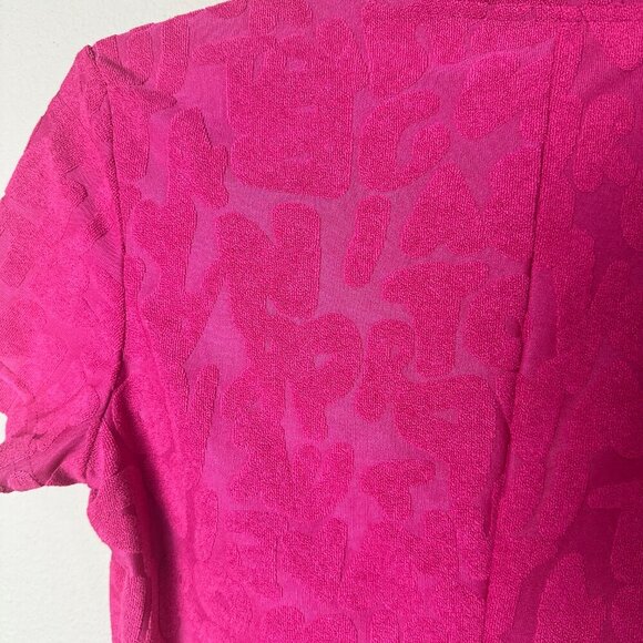 Terrycloth Hot Pink Semi Sheer Romper Shorts Set Size Medium - Picture 9 of 12